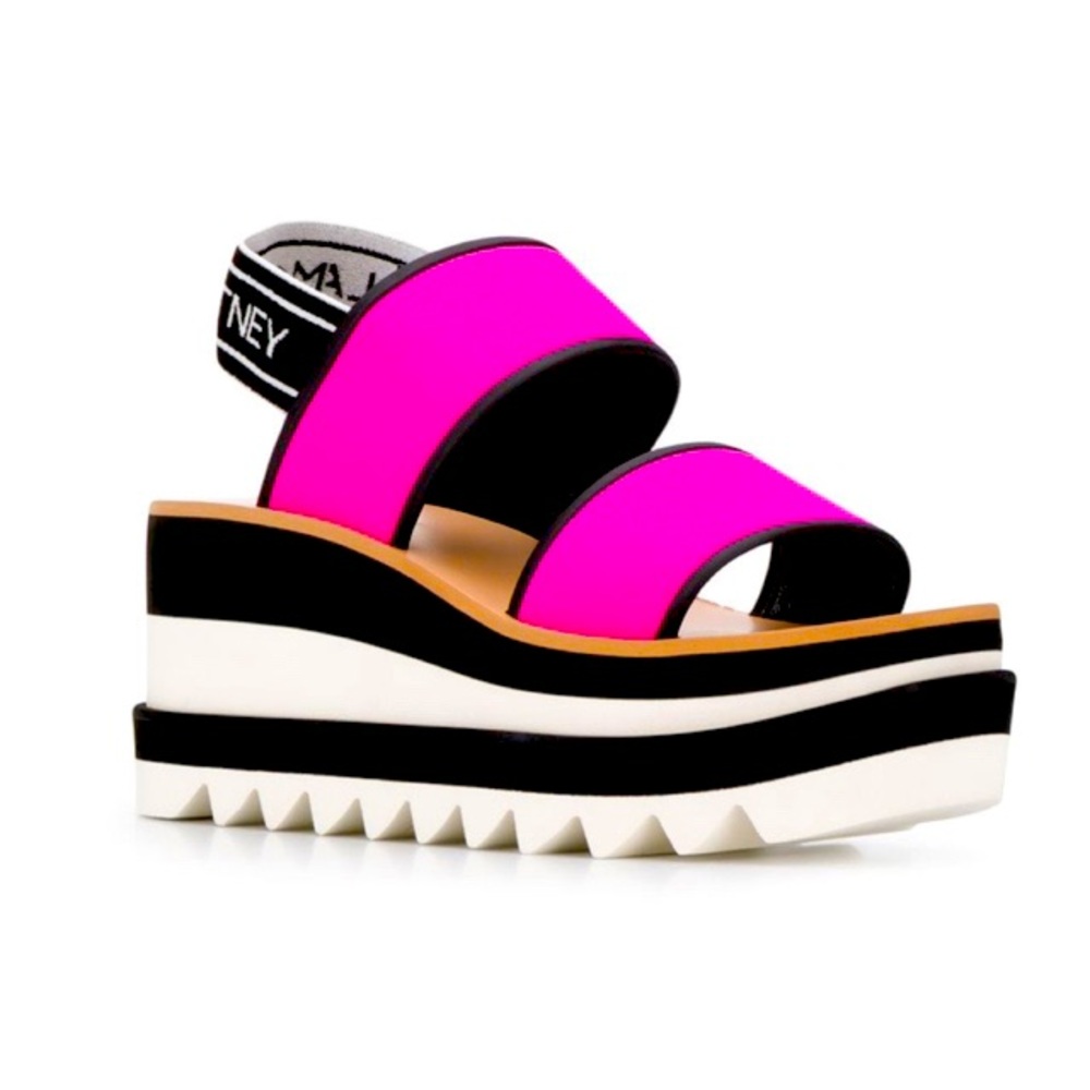 Stella McCartney Sneak-Elyse Platform Wedge Slingback Sandals